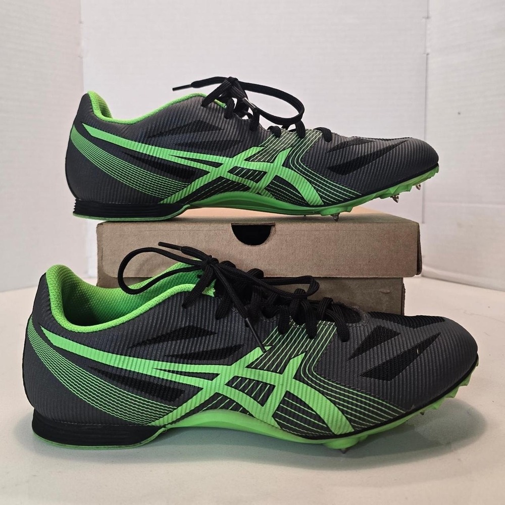 Asics Men's Black With Green Hyper MD 6 Track Shoes G502Y Mens Size 10 US